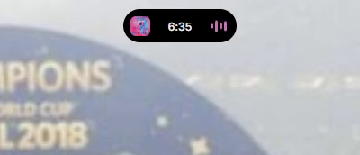 The closed pill showing the album cover, the time and music bars