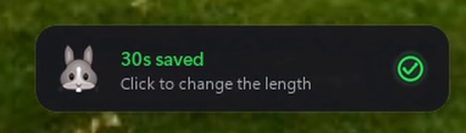 The pop-up reading 30s saved with a green tick